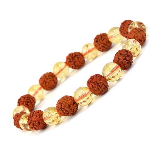 Rudraksha & Citrine Crystal Healing Bracelets (Pack of 2) | Abundance & Positive Energy