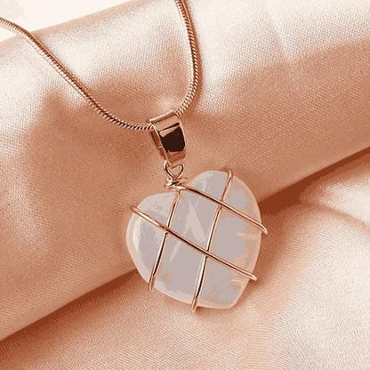 Metal-Wrapped Heart Crystal Pendant for Everyday Love & Style