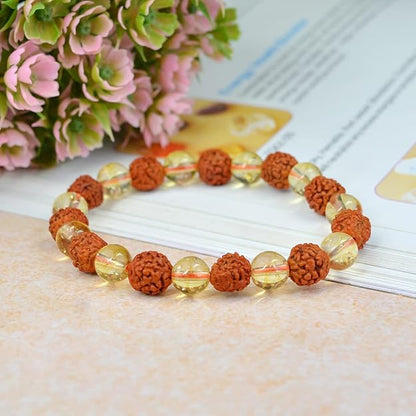 Rudraksha & Citrine Crystal Healing Bracelets (Pack of 2) | Abundance & Positive Energy