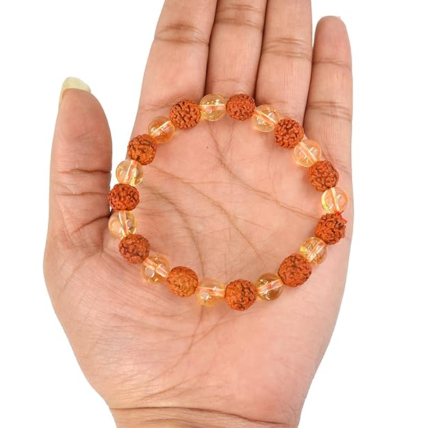 Rudraksha & Citrine Crystal Healing Bracelets (Pack of 2) | Abundance & Positive Energy