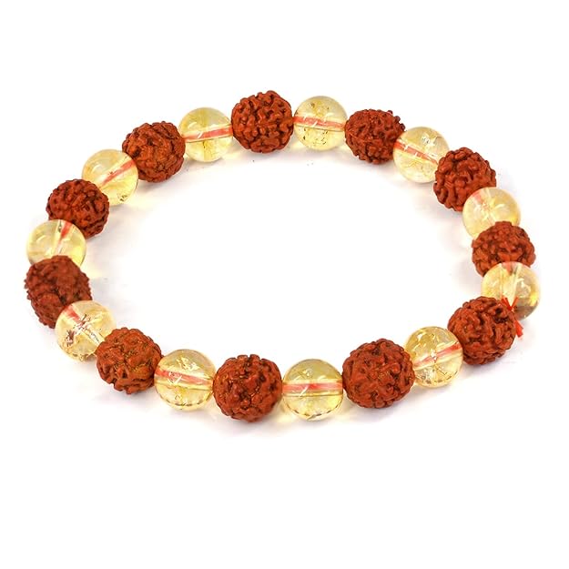 Rudraksha & Citrine Crystal Healing Bracelets (Pack of 2) | Abundance & Positive Energy