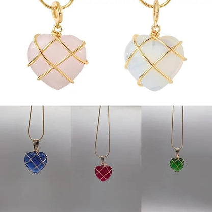 Metal-Wrapped Heart Crystal Pendant for Everyday Love & Style