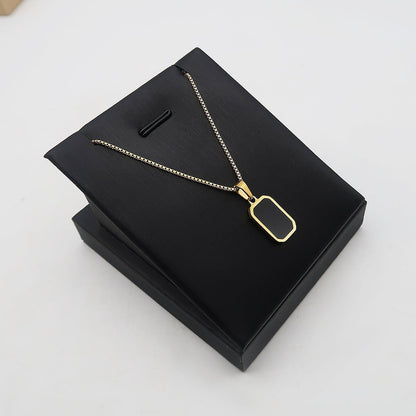 Rectangle Black Diamond Gold Necklace Chain for Women & Girls Ismokraft