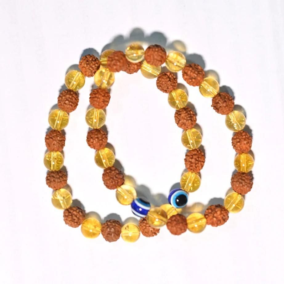 Rudraksha Citrine Crystal Bracelet (Pack of 2) Ismokraft